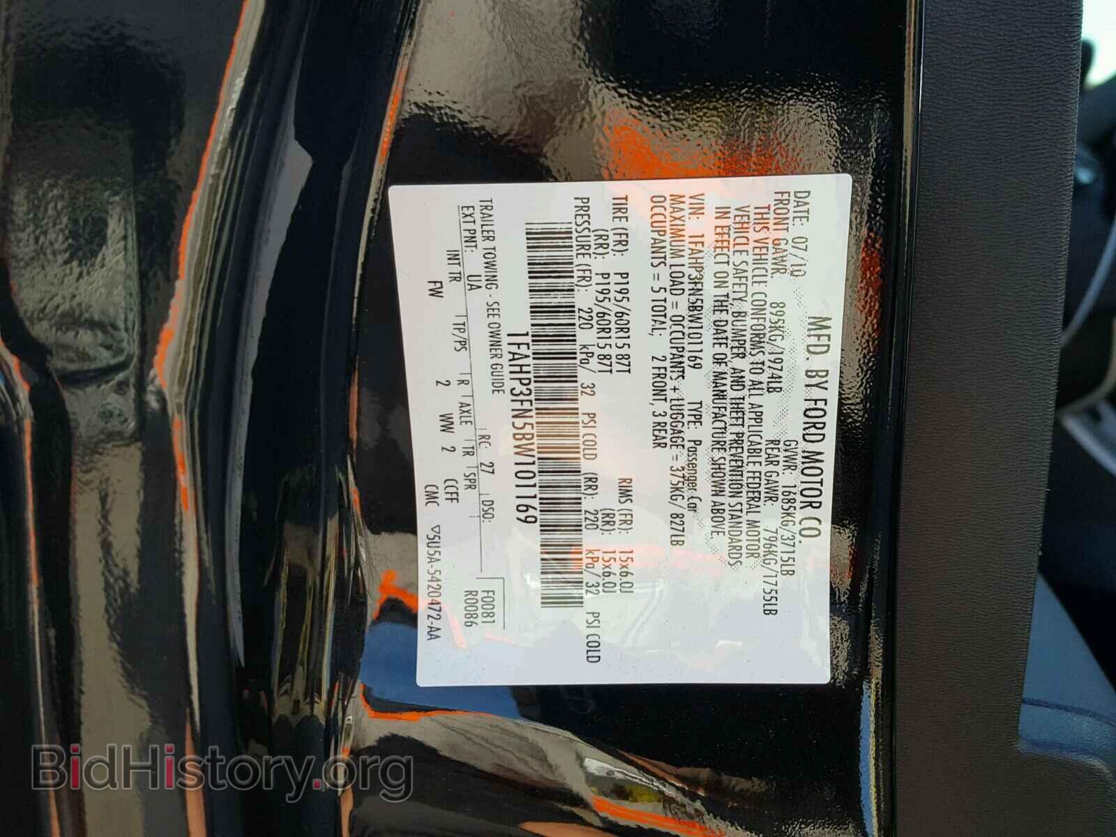 2011 FORD FOCUS - VIN: 1FAHP3FN5BW101169 - Фото 10