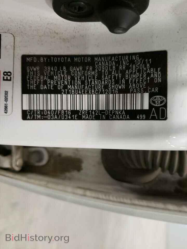 2011 TOYOTA COROLLA - VIN: 2T1BU4EEXBC712016 - Фото 10