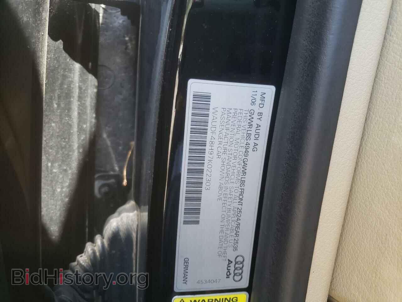 2007 AUDI A4 - VIN: WAUDF48H97K022303 - Фото 10