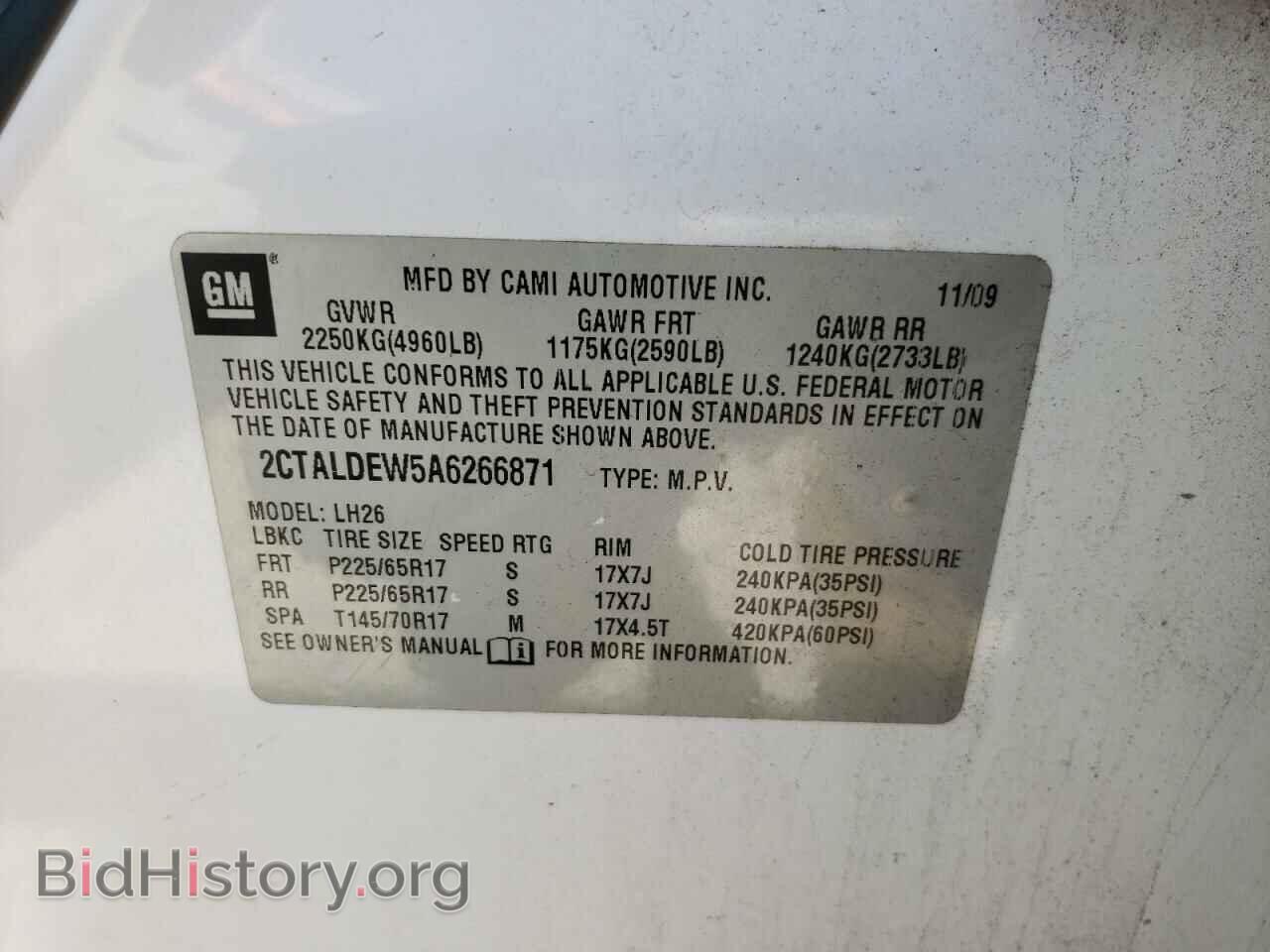 2010 GMC TERRAIN - VIN: 2CTALDEW5A6266871 - Photo 10