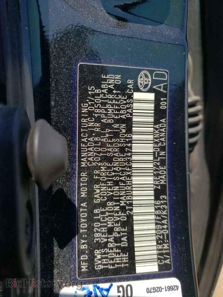 2015 TOYOTA COROLLA - VIN: 2T1BURHEXFC347416 - Фото 10