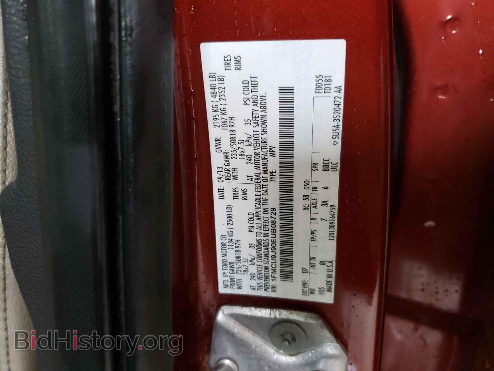 2014 FORD ESCAPE - VIN: 1FMCU9J90EUB08729 - Фото 10