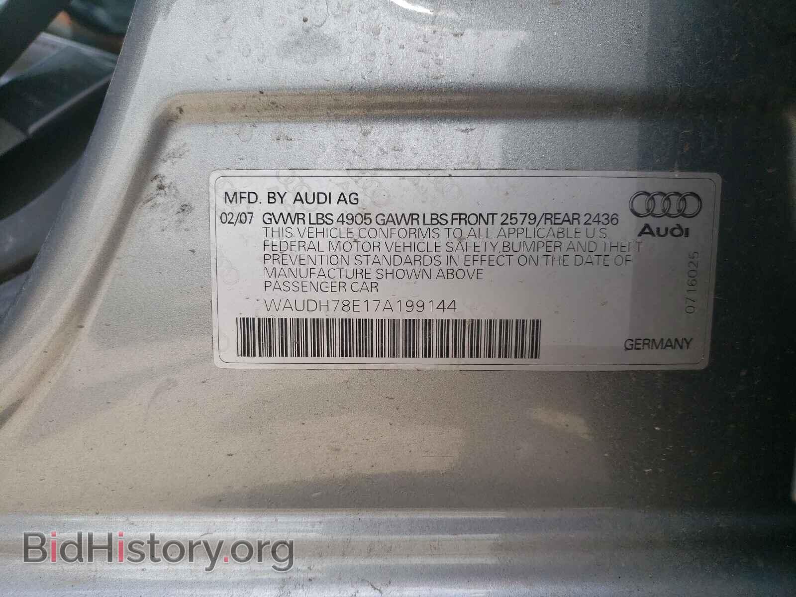 2007 AUDI A4 - VIN: WAUDH78E17A199144 - Фото 10