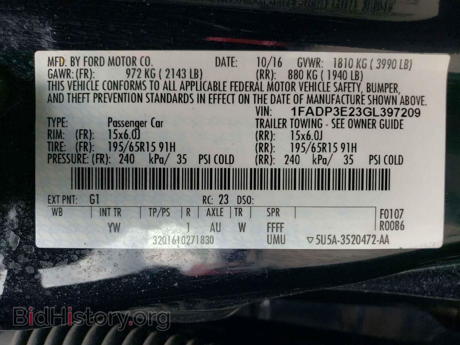 2016 FORD FOCUS - VIN: 1FADP3E23GL397209 - Фото 10