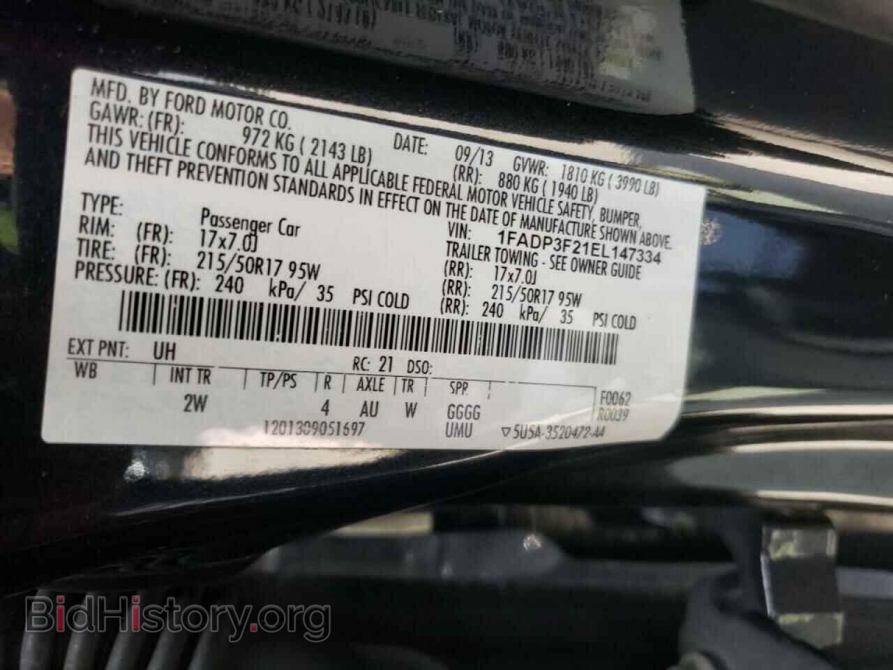 2014 FORD FOCUS - VIN: 1FADP3F21EL147334 - Фото 10