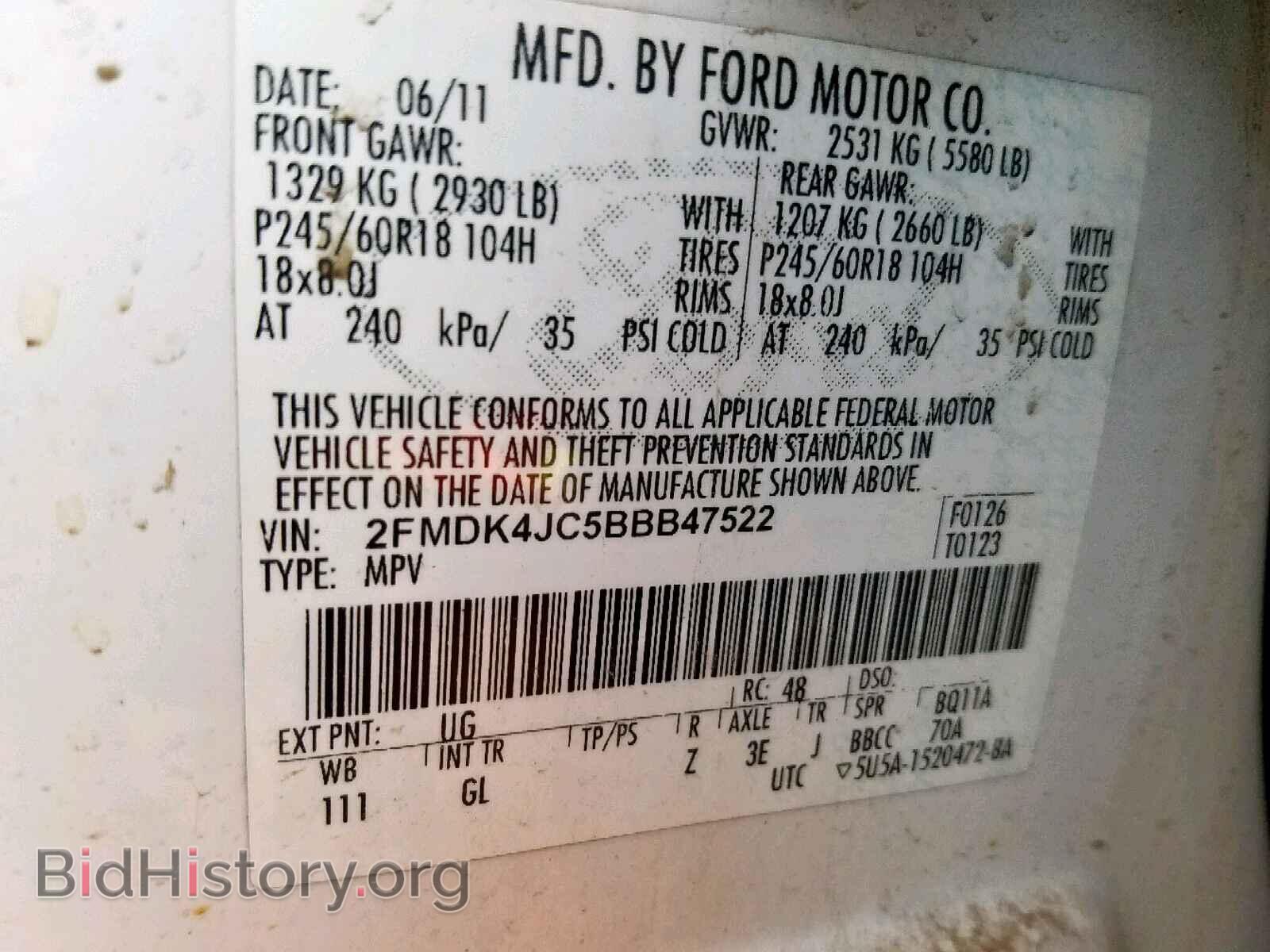 2011 FORD EDGE SEL - VIN: 2FMDK4JC5BBB47522 - Photo 10