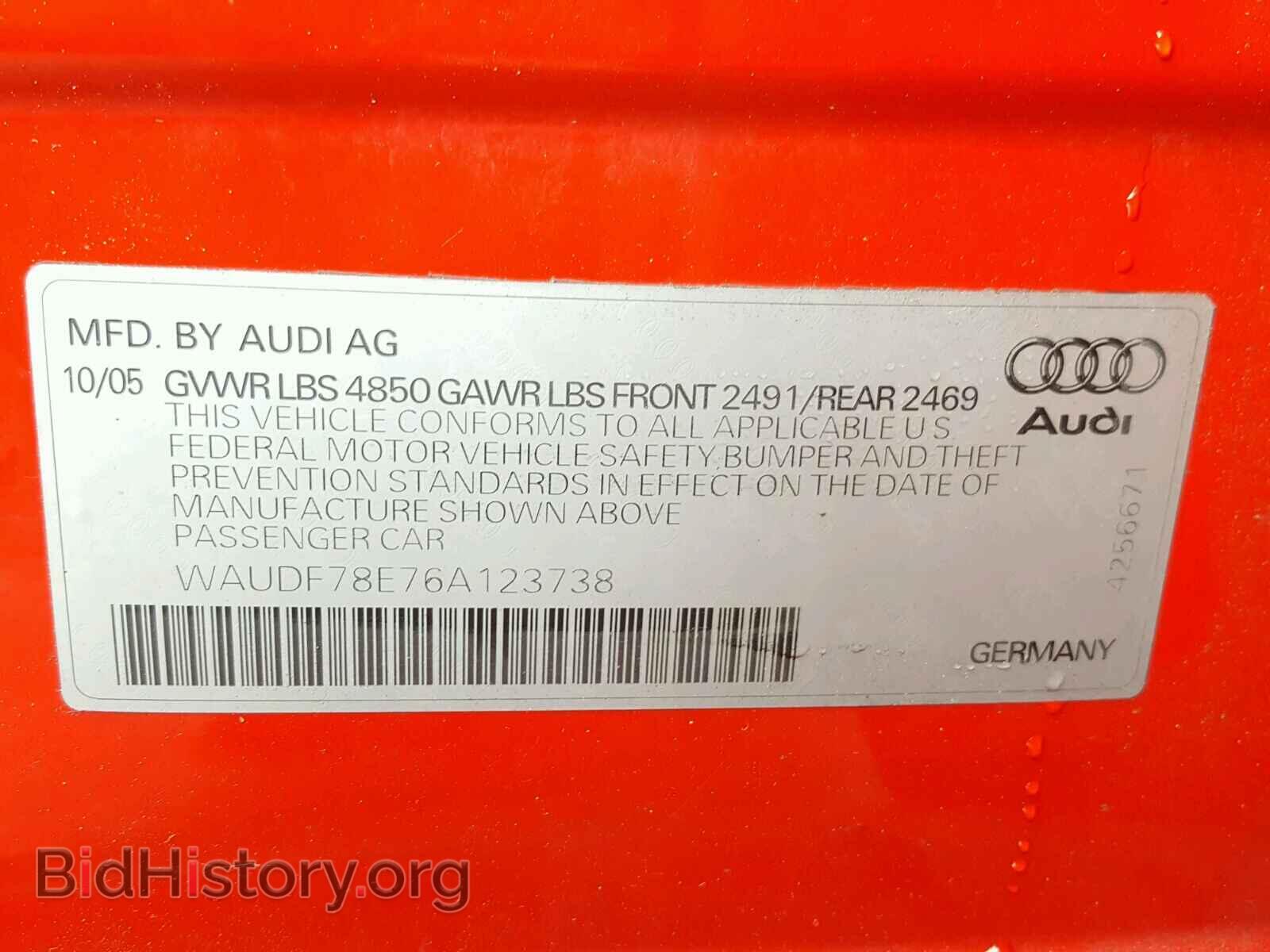 2006 AUDI A4 - VIN: WAUDF78E76A123738 - Photo 10
