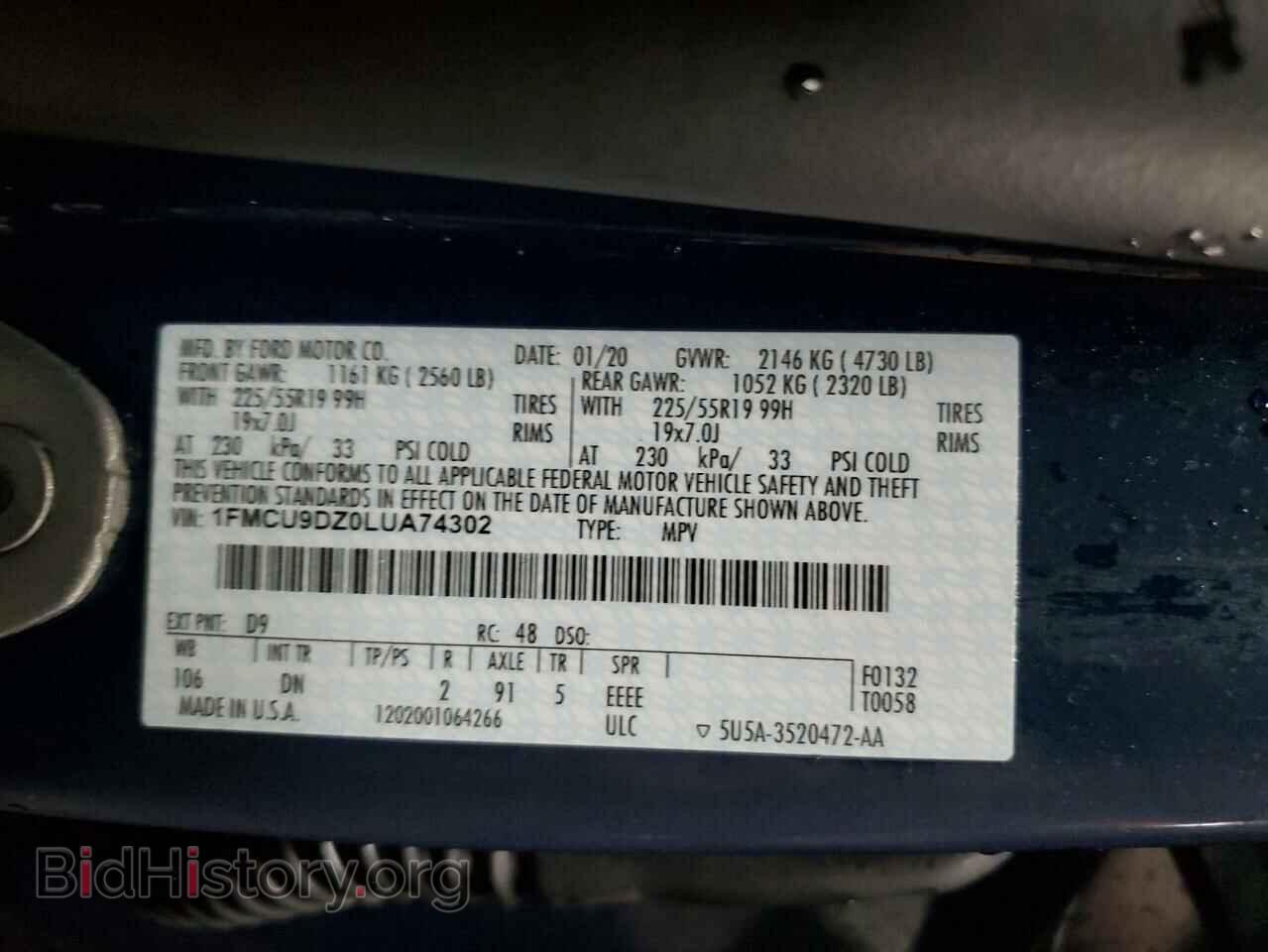 2020 FORD ESCAPE - VIN: 1FMCU9DZ0LUA74302 - Фото 13