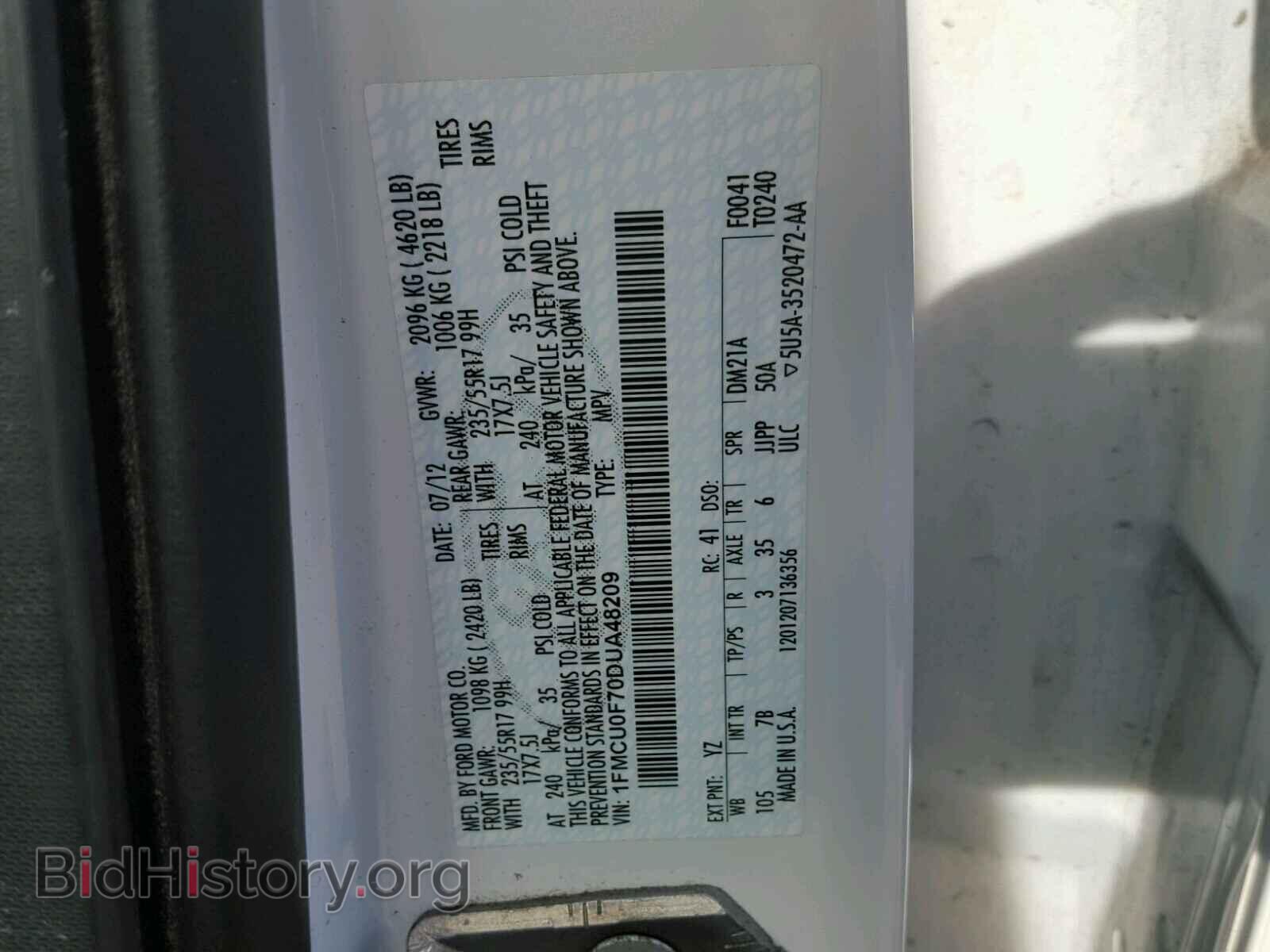 2013 FORD ESCAPE - VIN: 1FMCU0F70DUA48209 - Фото 10