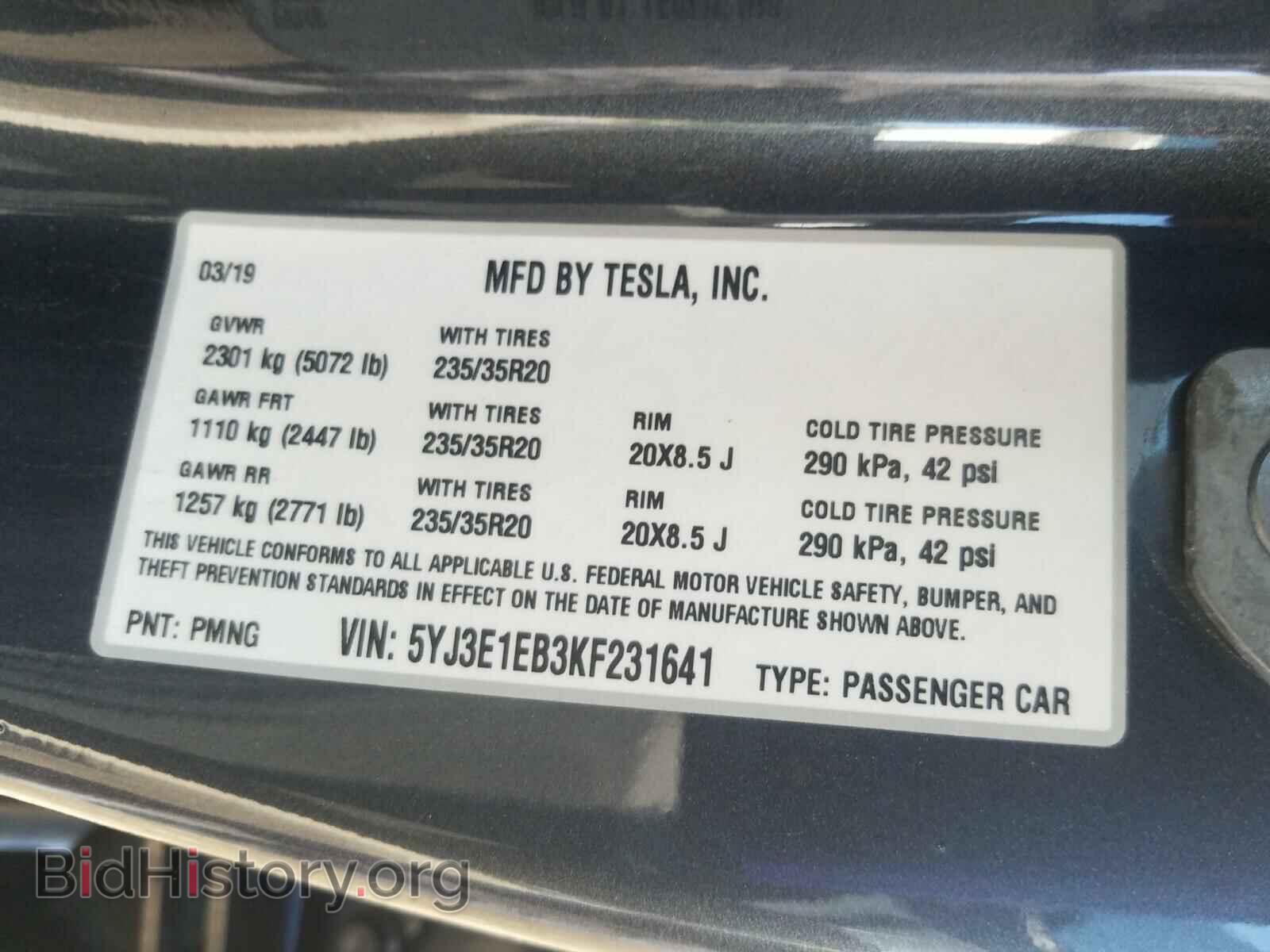 2019 TESLA MODEL 3 - VIN: 5YJ3E1EB3KF231641 - Фото 10