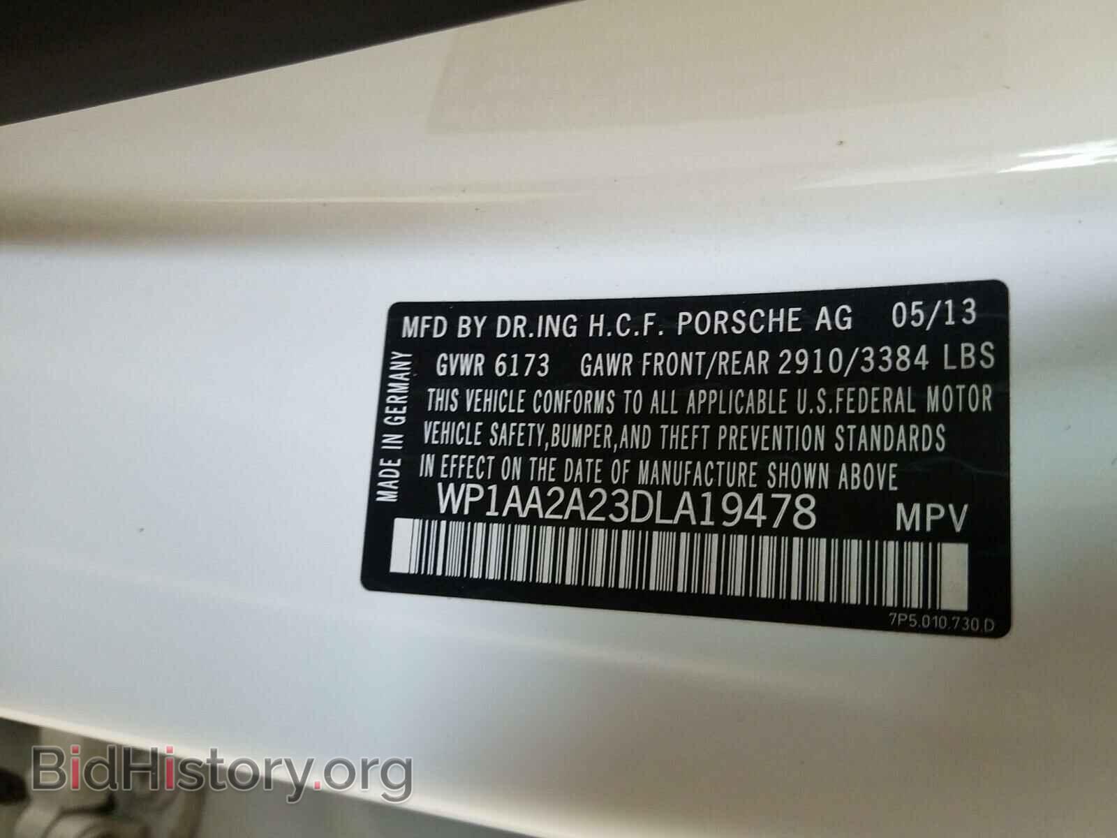 2013 PORSCHE CAYENNE - VIN: WP1AA2A23DLA19478 - Фото 10