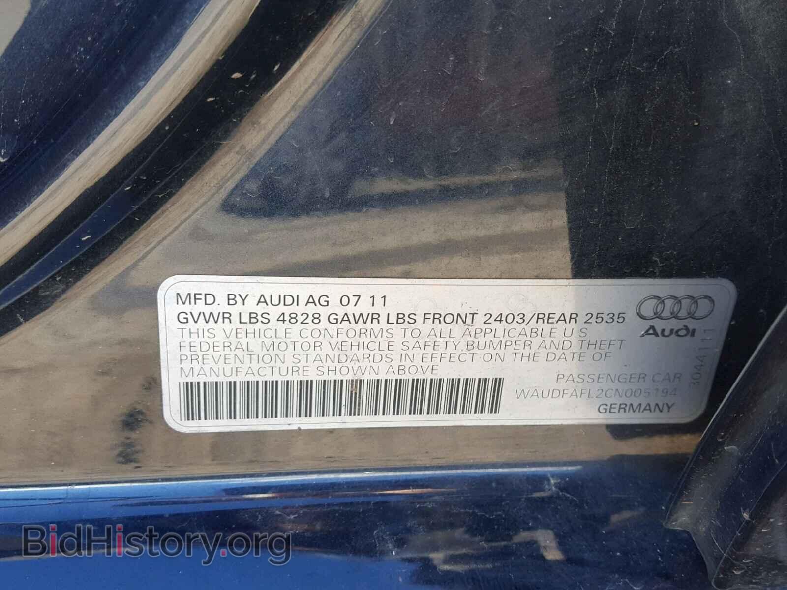 2012 AUDI A4 - VIN: WAUDFAFL2CN005194 - Фото 10