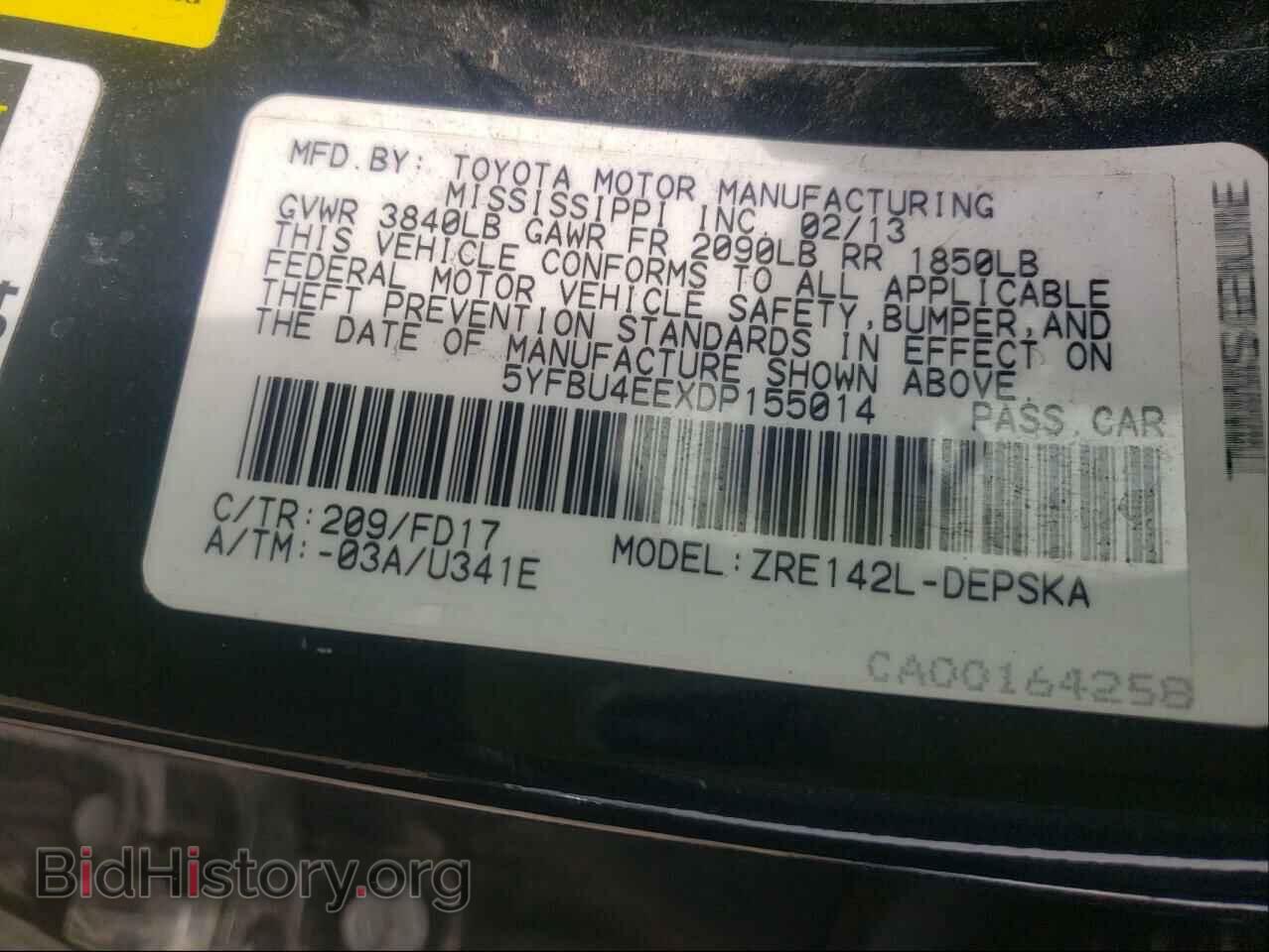 2013 TOYOTA COROLLA - VIN: 5YFBU4EEXDP155014 - Фото 10