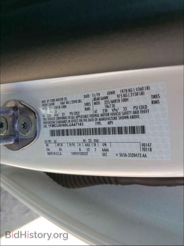 2020 FORD ESCAPE - VIN: 1FMCU0H69LUA47143 - Фото 10