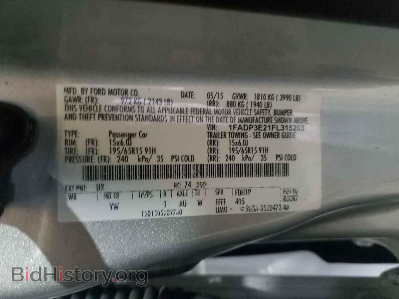 2015 FORD FOCUS - VIN: 1FADP3E21FL315203 - Фото 12