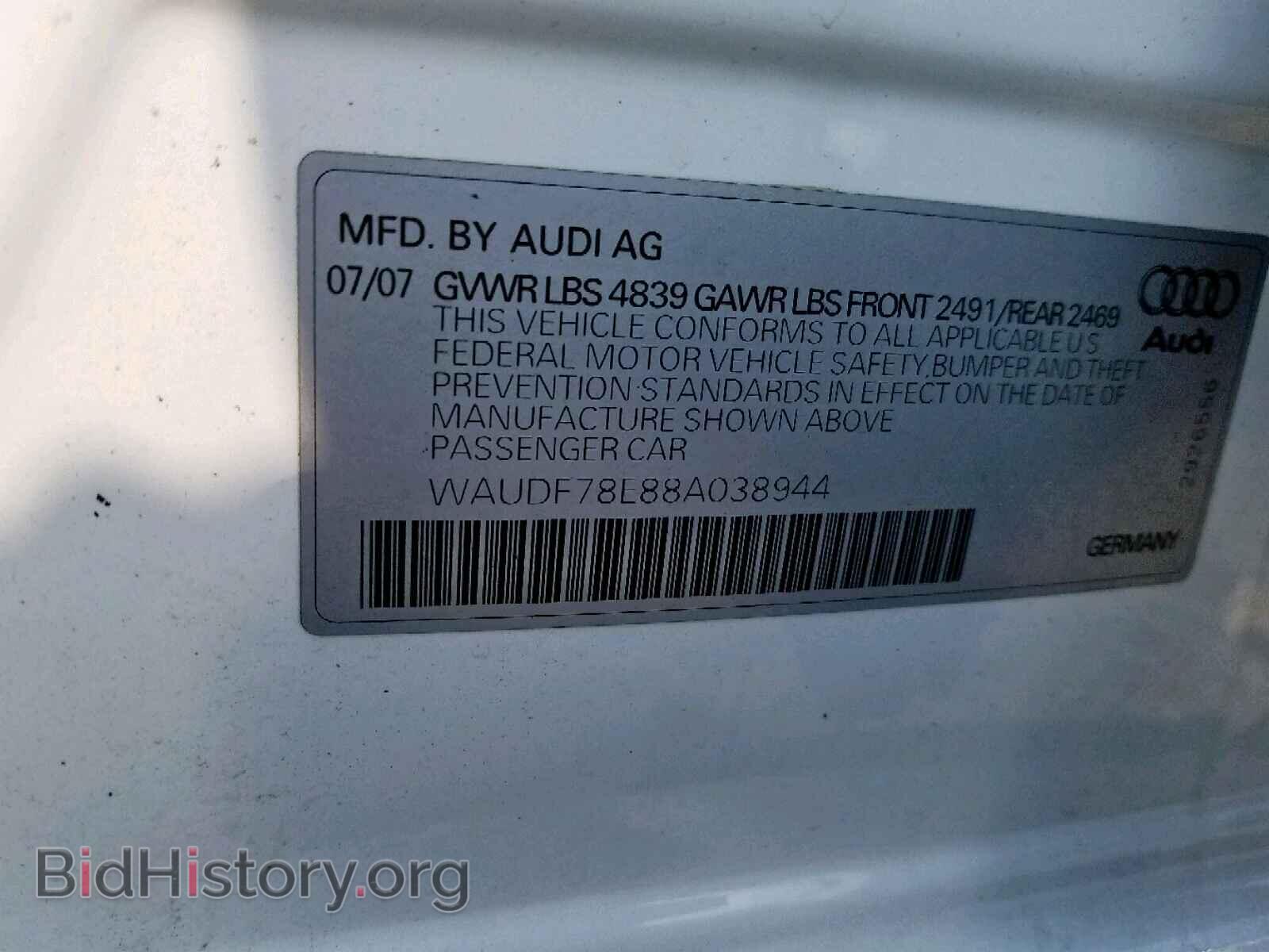 2008 AUDI A4 - VIN: WAUDF78E88A038944 - Фото 10