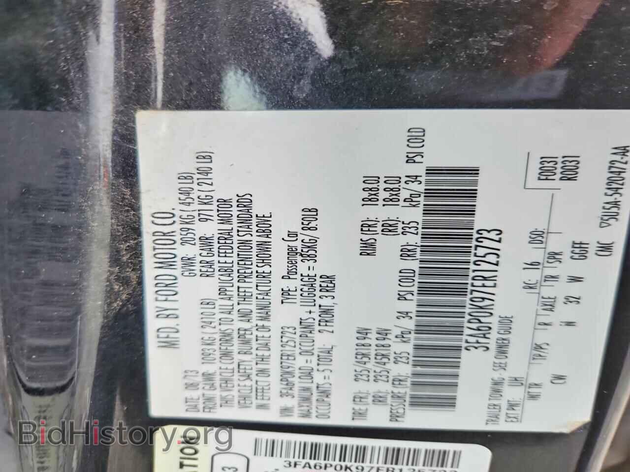 2014 FORD FUSION - VIN: 3FA6P0K97ER125723 - Фото 13