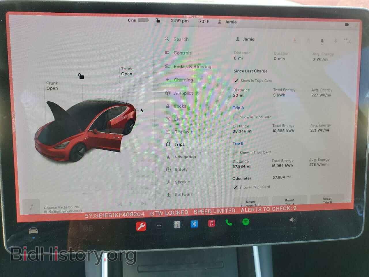 2019 TESLA MODEL 3 - VIN: 5YJ3E1EB1KF408204 - Фото 9