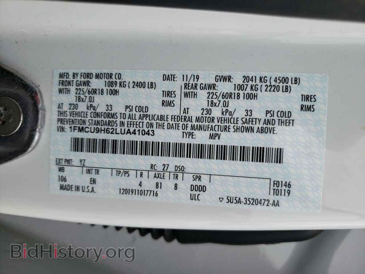 2020 FORD ESCAPE - VIN: 1FMCU9H62LUA41043 - Photo 10
