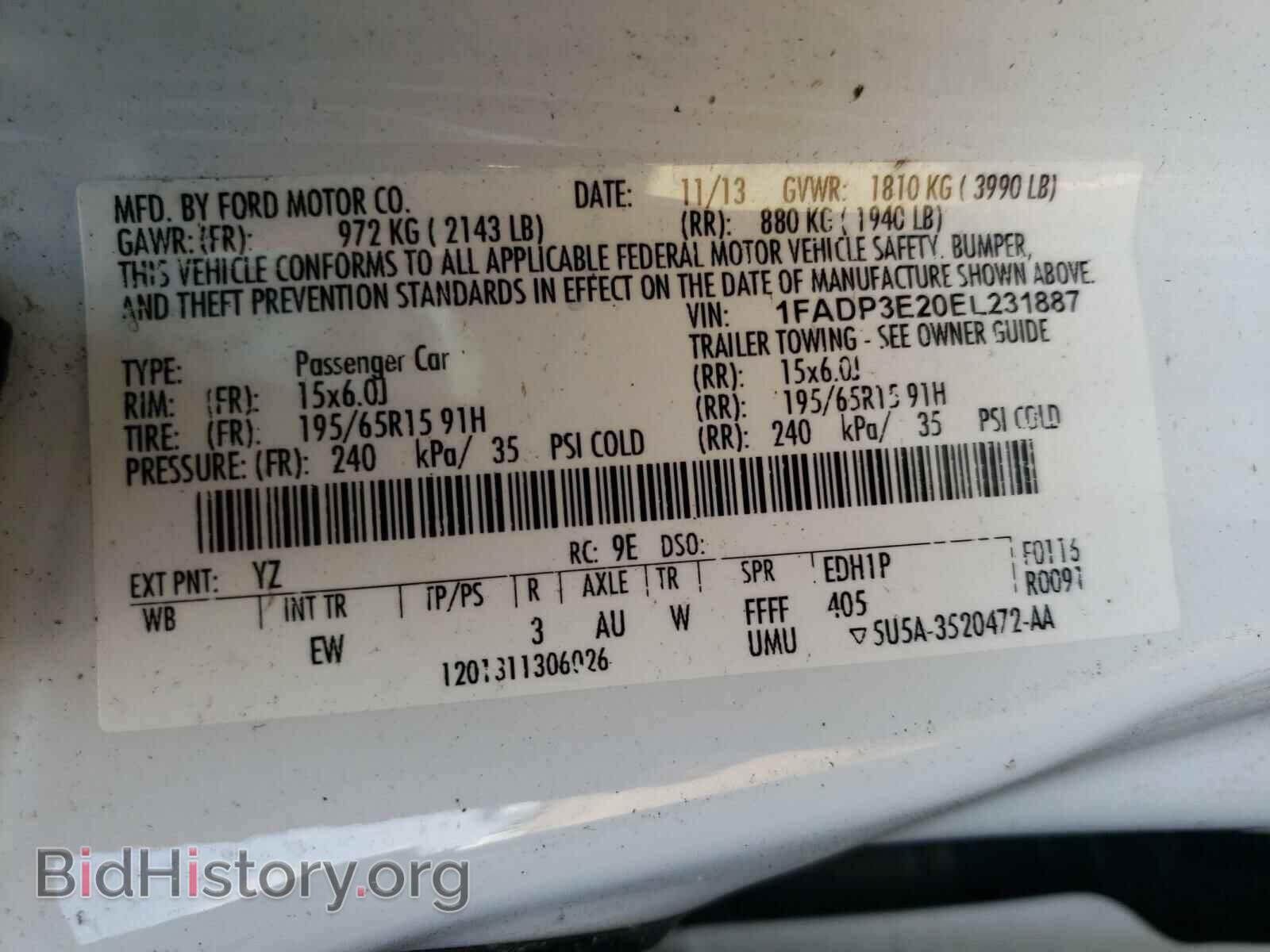 2014 FORD FOCUS - VIN: 1FADP3E20EL231887 - Фото 10