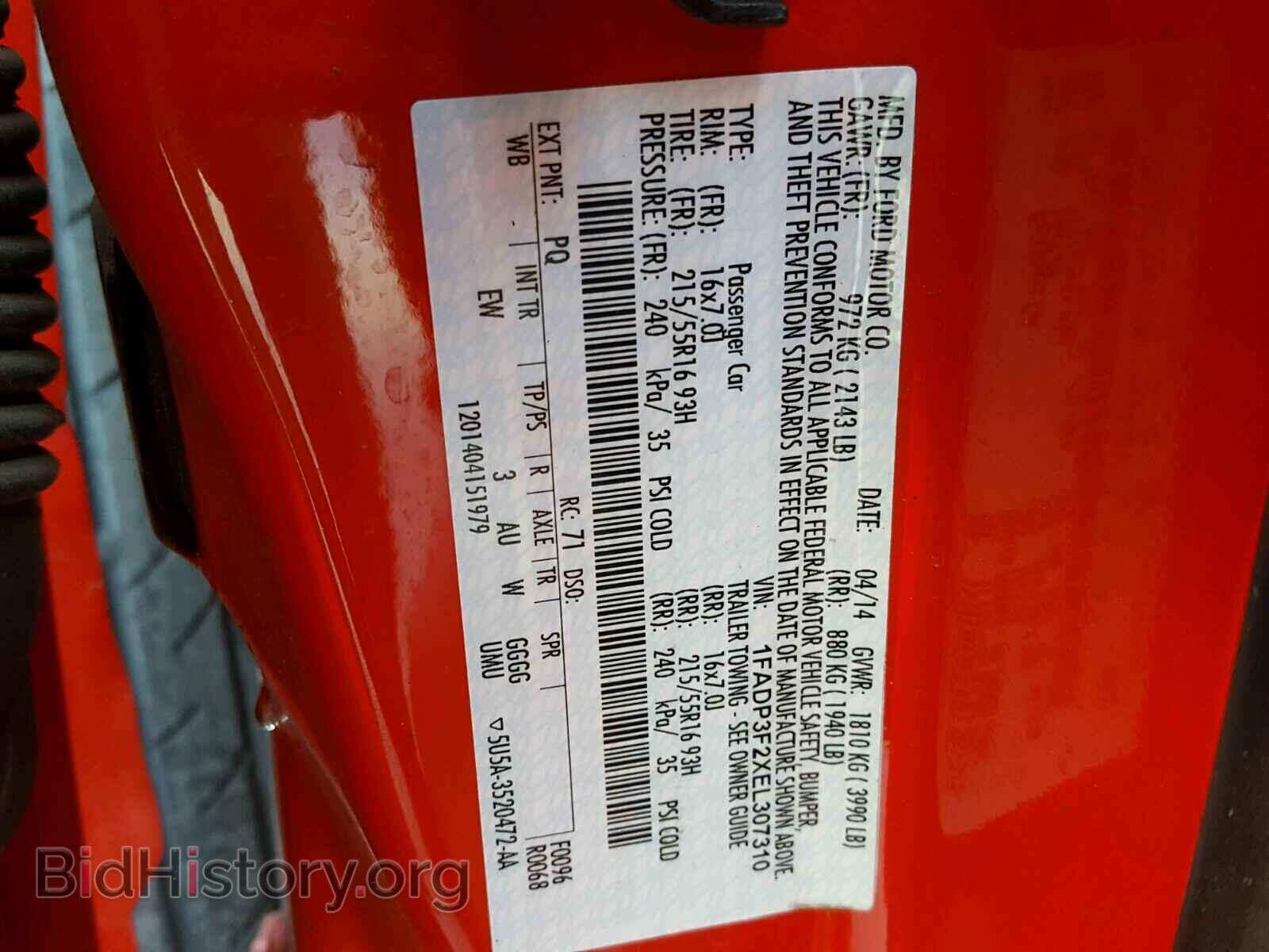 2014 FORD FOCUS - VIN: 1FADP3F2XEL307310 - Фото 10