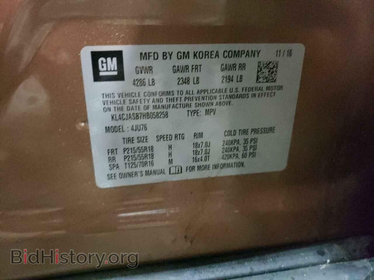 2017 BUICK ENCORE - VIN: KL4CJASB7HB058258 - Фото 10