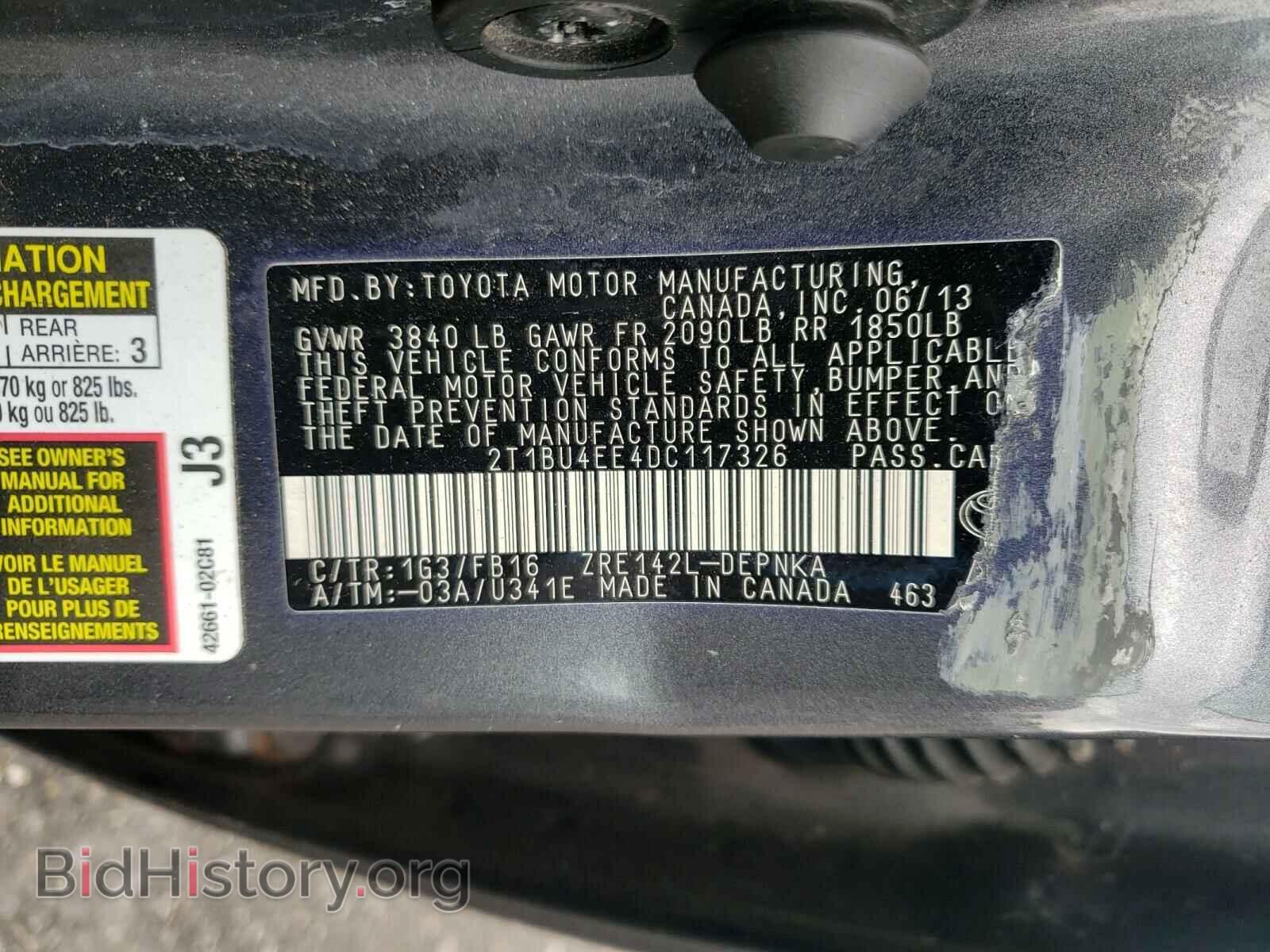 2013 TOYOTA COROLLA - VIN: 2T1BU4EE4DC117326 - Фото 10
