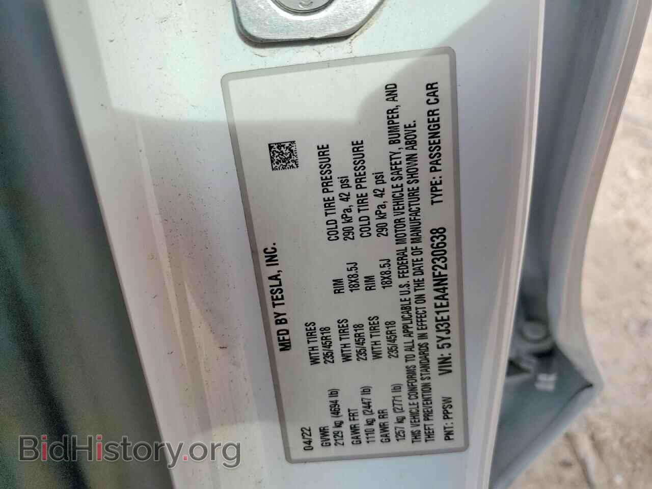 2022 TESLA MODEL 3 - VIN: 5YJ3E1EA4NF230638 - Photo 12