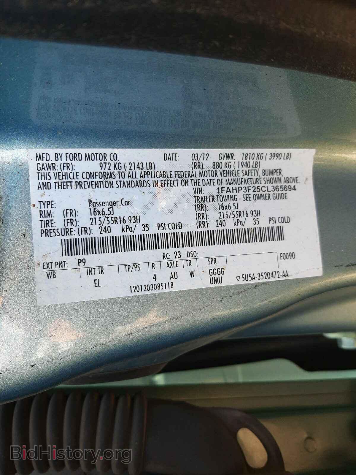 2012 FORD FOCUS - VIN: 1FAHP3F25CL365694 - Фото 10