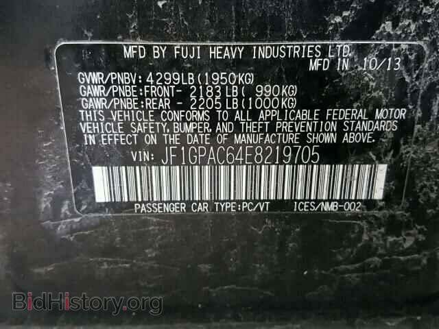 2014 SUBARU IMPREZA - VIN: JF1GPAC64E8219705 - Фото 10