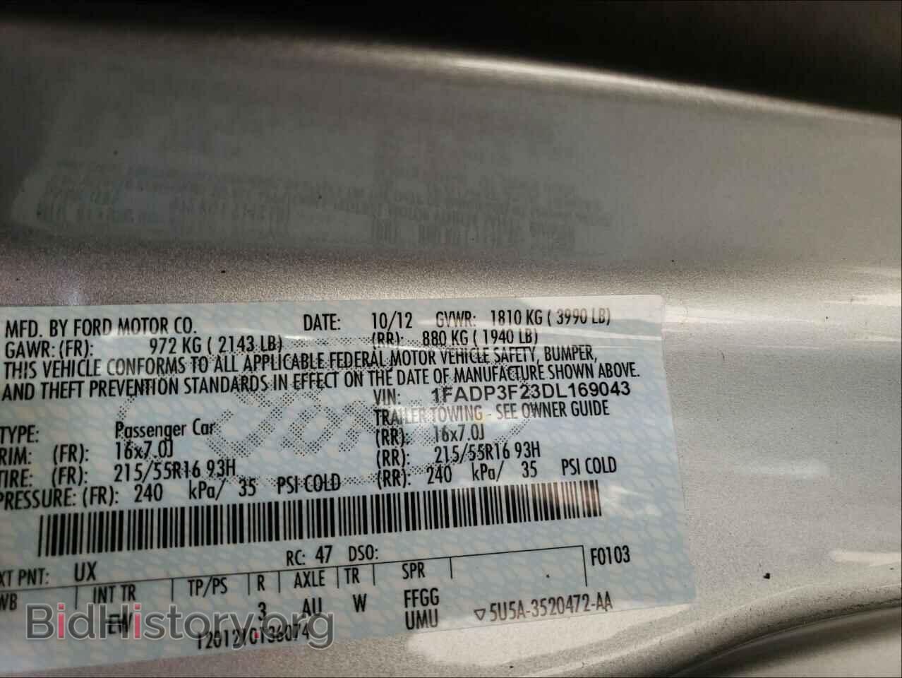 2013 FORD FOCUS - VIN: 1FADP3F23DL169043 - Фото 10