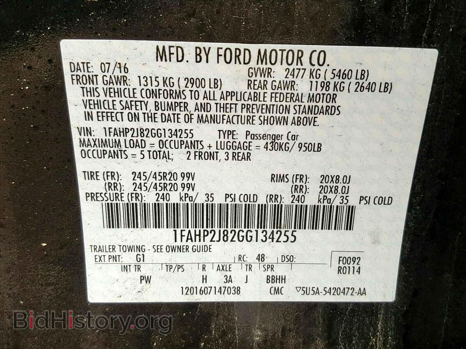 2016 FORD TAURUS LIM - VIN: 1FAHP2J82GG134255 - Photo 10
