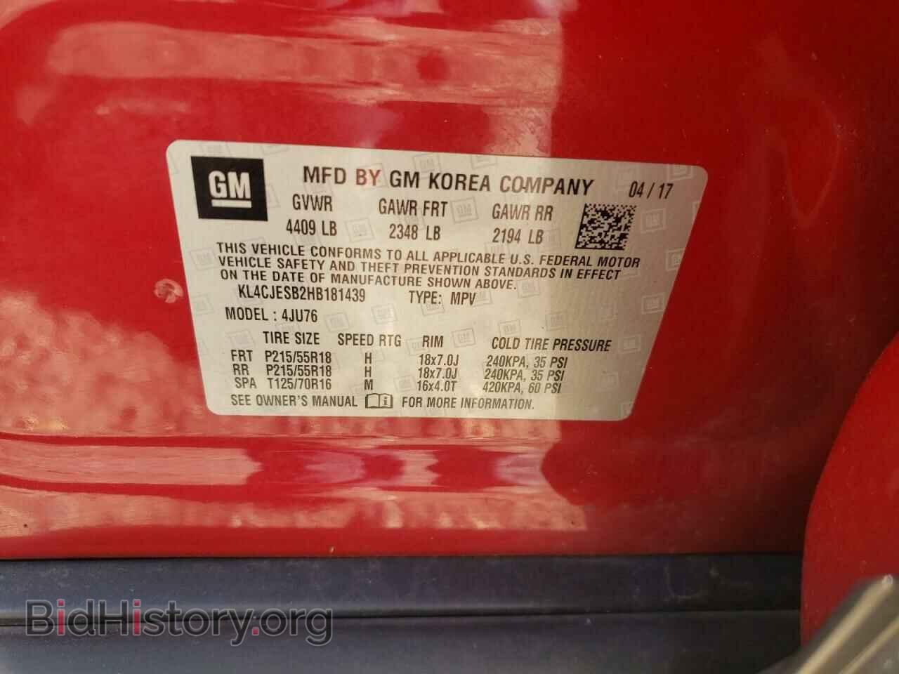 2017 BUICK ENCORE - VIN: KL4CJESB2HB181439 - Photo 10