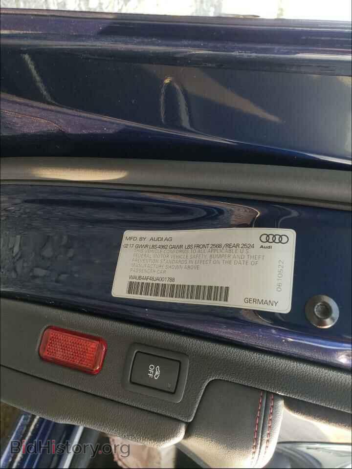 2018 AUDI S4/RS4 - VIN: WAUB4AF48JA001788 - Фото 10