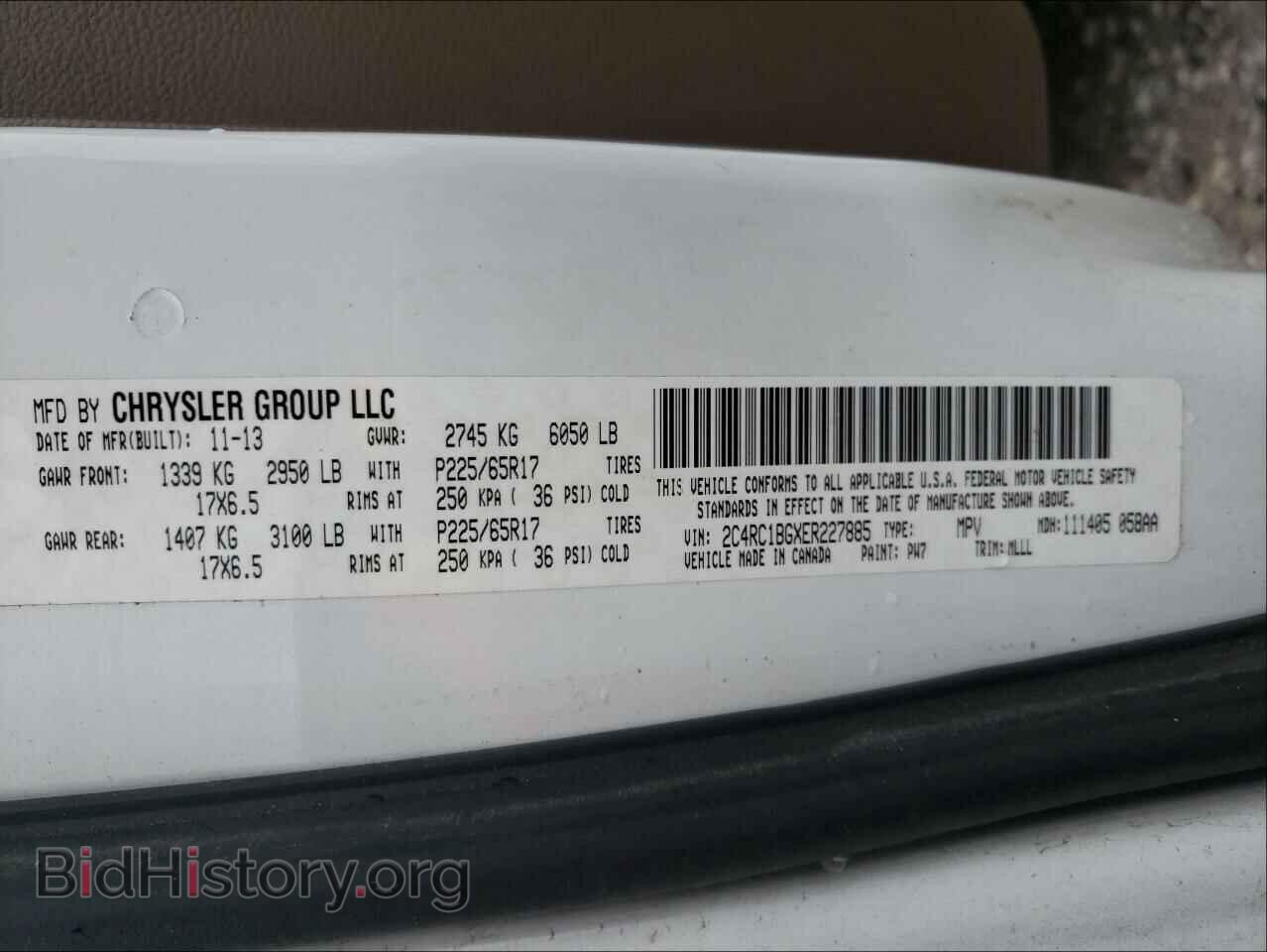 2014 CHRYSLER MINIVAN - VIN: 2C4RC1BGXER227885 - Фото 10