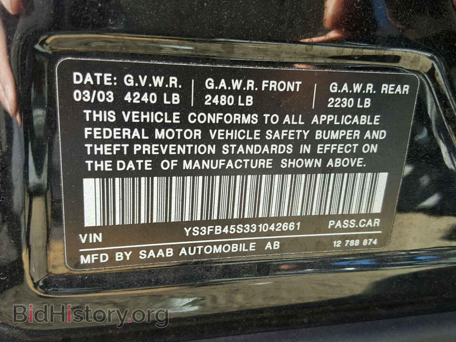 2003 SAAB 9 3 - VIN: YS3FB45S331042661 - Photo 10