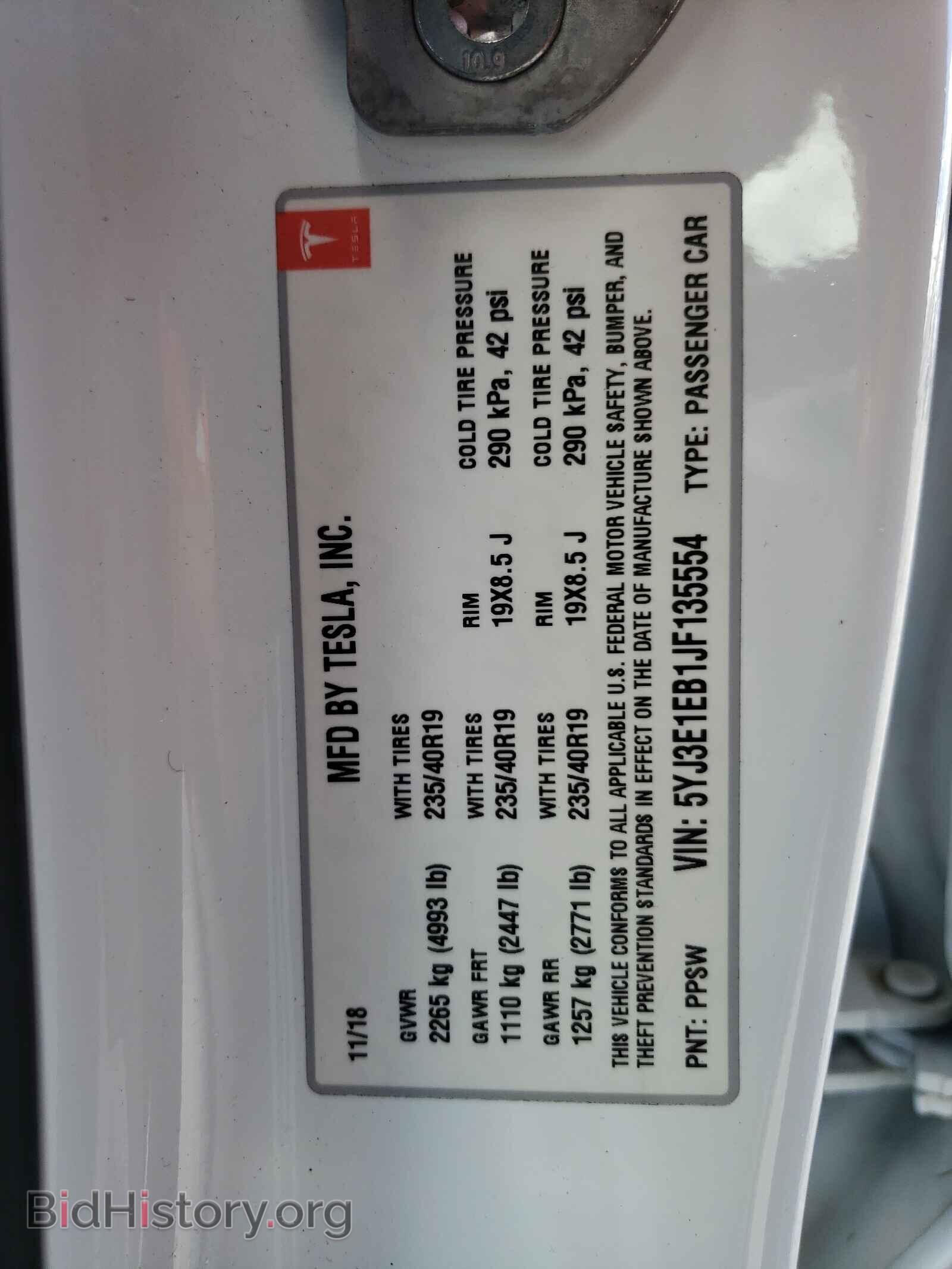 2018 TESLA MODEL 3 - VIN: 5YJ3E1EB1JF135554 - Фото 10