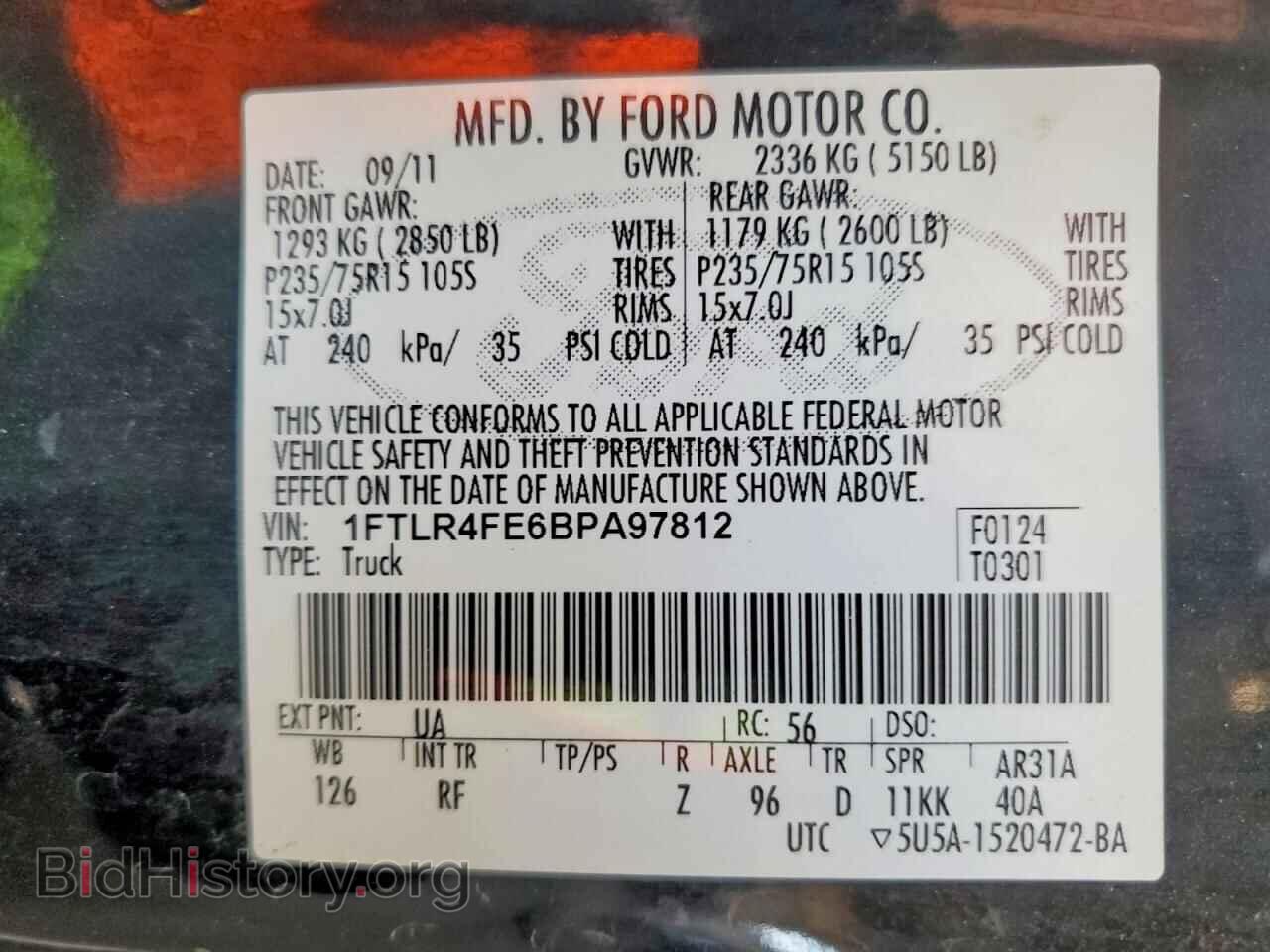 2011 FORD RANGER - VIN: 1FTLR4FE6BPA97812 - Фото 12