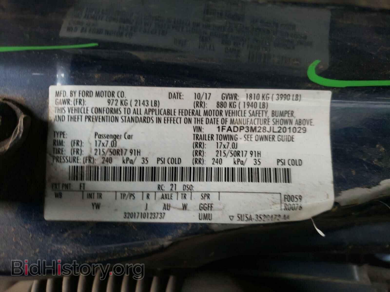 2018 FORD FOCUS - VIN: 1FADP3M28JL201029 - Фото 10