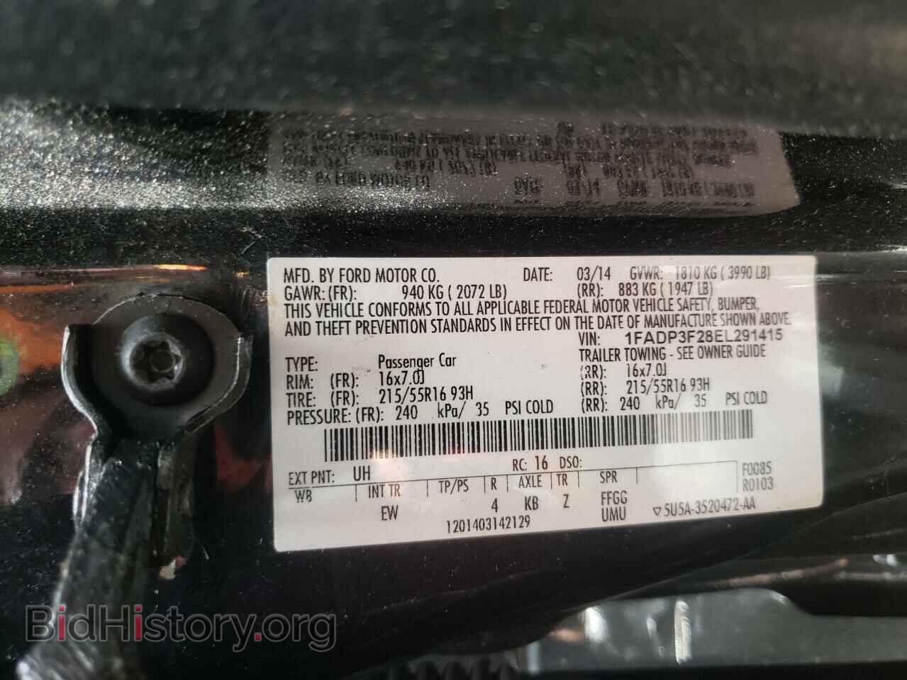 2014 FORD FOCUS - VIN: 1FADP3F28EL291415 - Фото 10