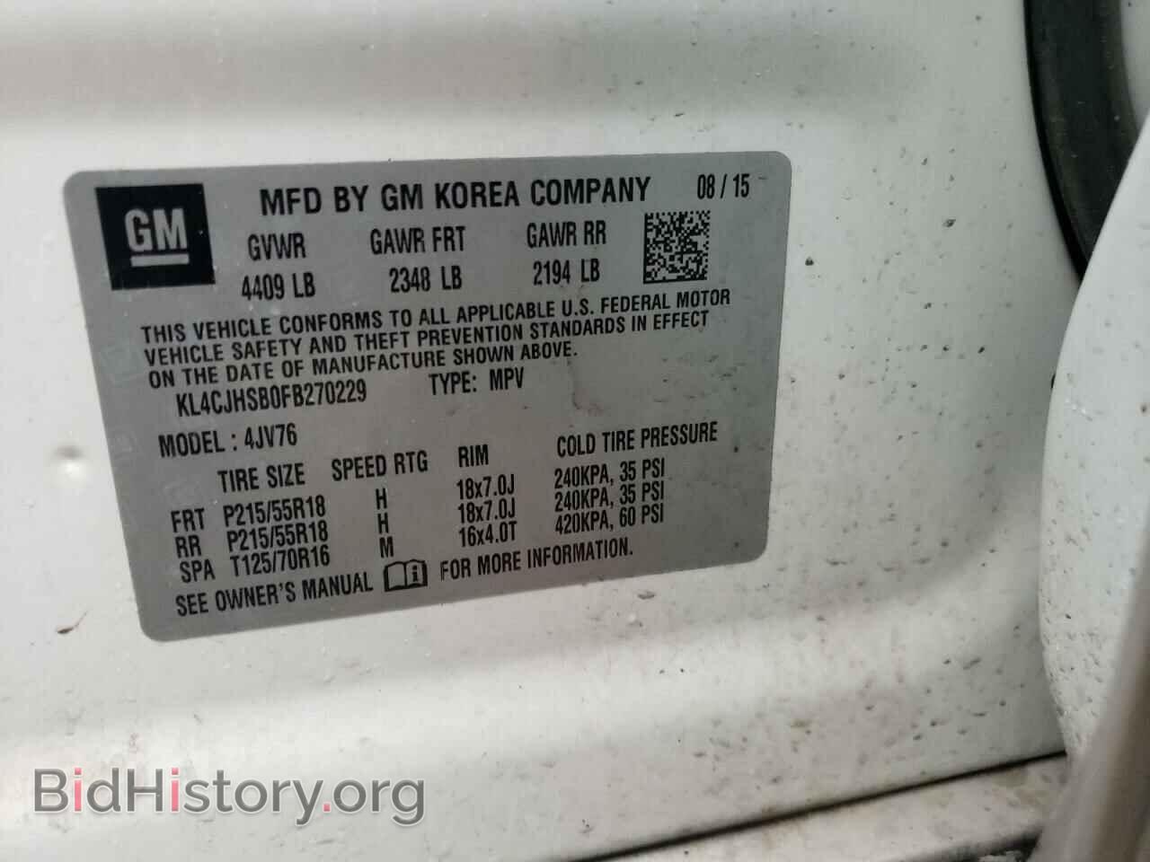 2015 BUICK ENCORE - VIN: KL4CJHSB0FB270229 - Фото 10