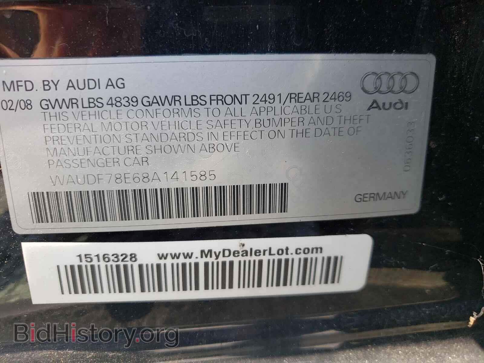 2008 AUDI A4 - VIN: WAUDF78E68A141585 - Фото 10