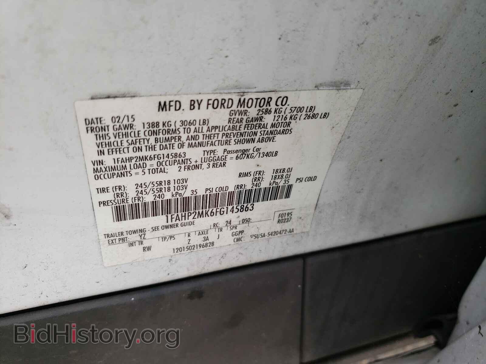 2015 FORD TAURUS - VIN: 1FAHP2MK6FG145863 - Фото 10