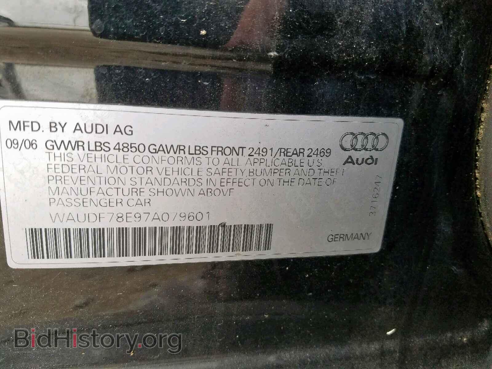 2007 AUDI A4 - VIN: WAUDF78E97A079601 - Photo 10