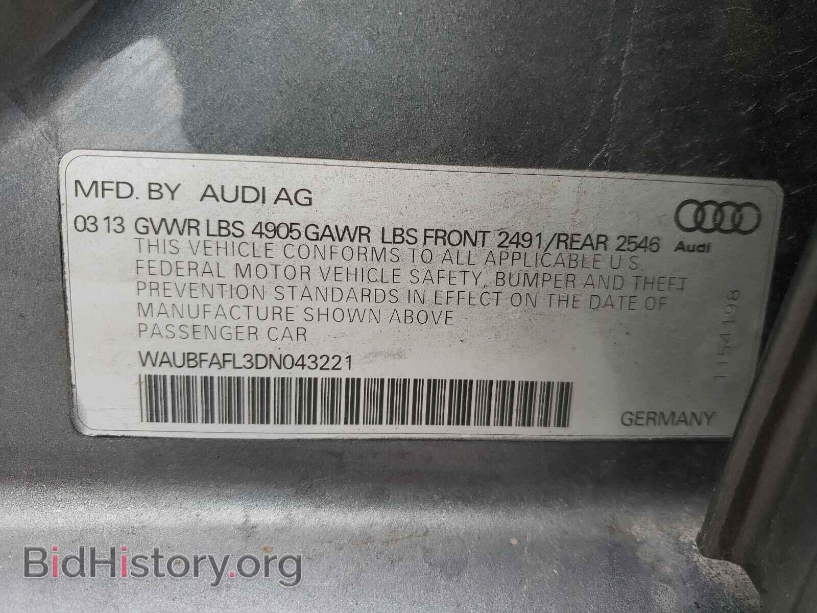 2013 AUDI A4 - VIN: WAUBFAFL3DN043221 - Photo 10