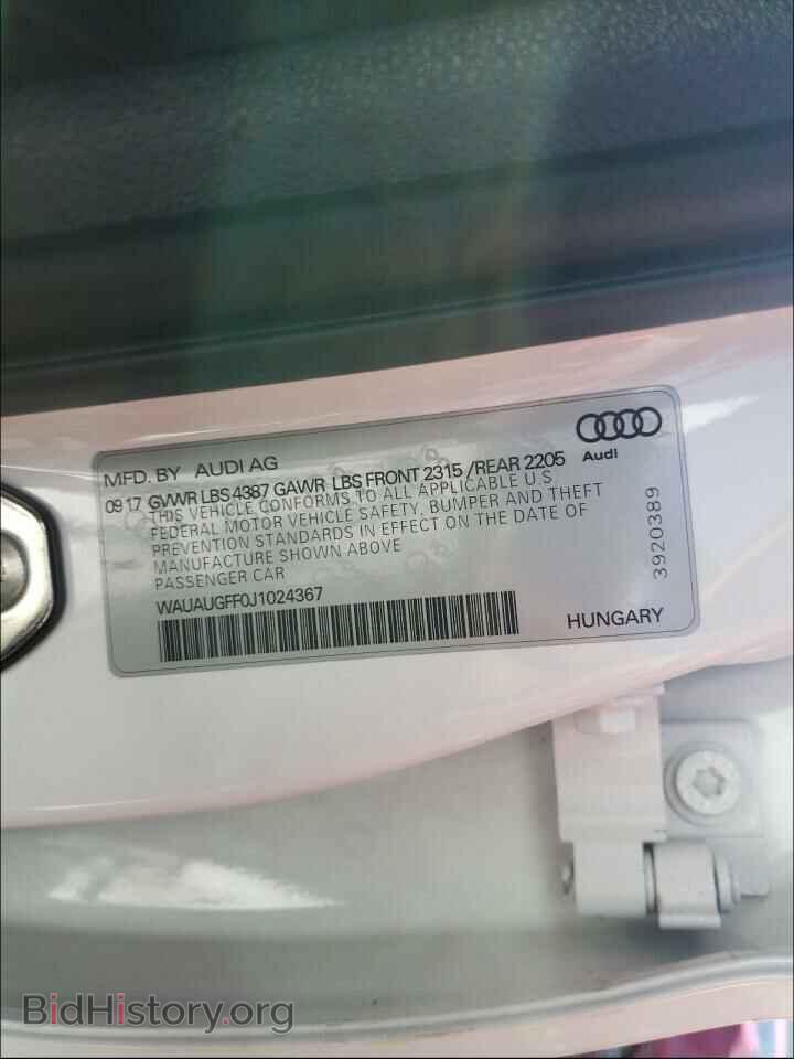 2018 AUDI A3 - VIN: WAUAUGFF0J1024367 - Фото 10