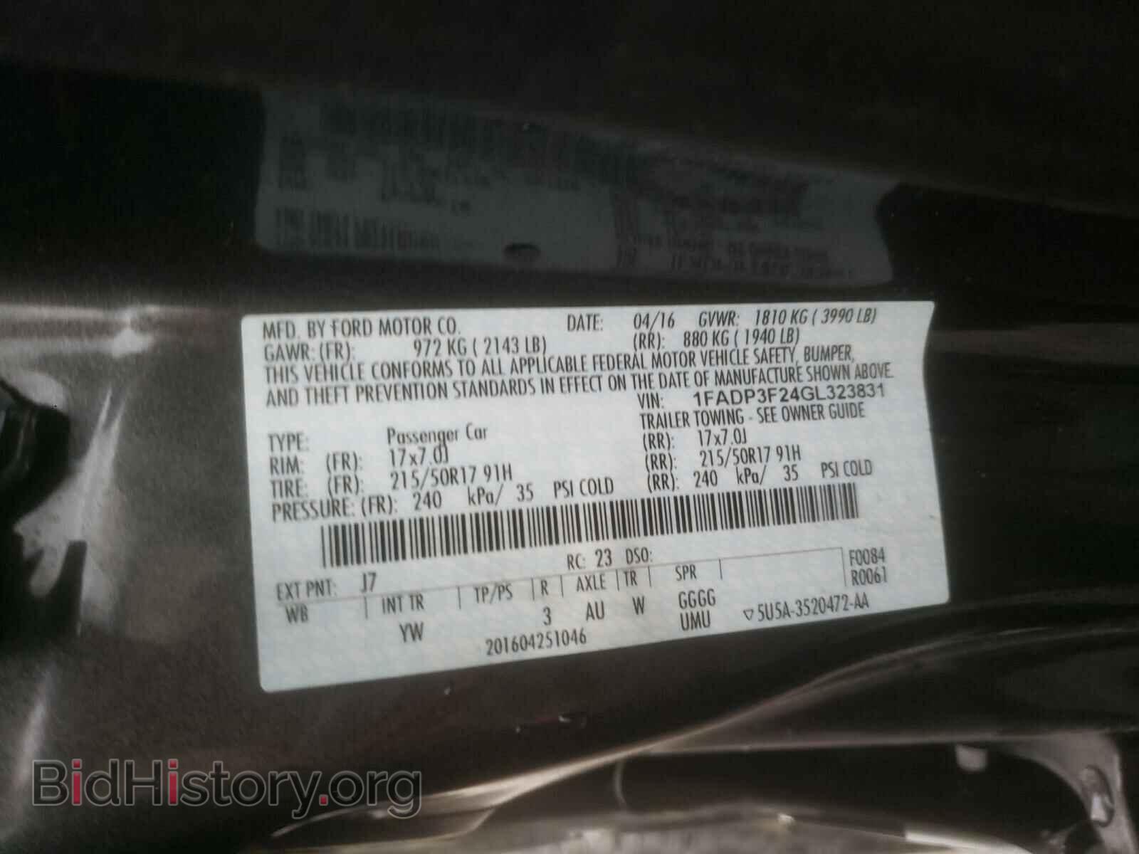 2016 FORD FOCUS - VIN: 1FADP3F24GL323831 - Фото 10