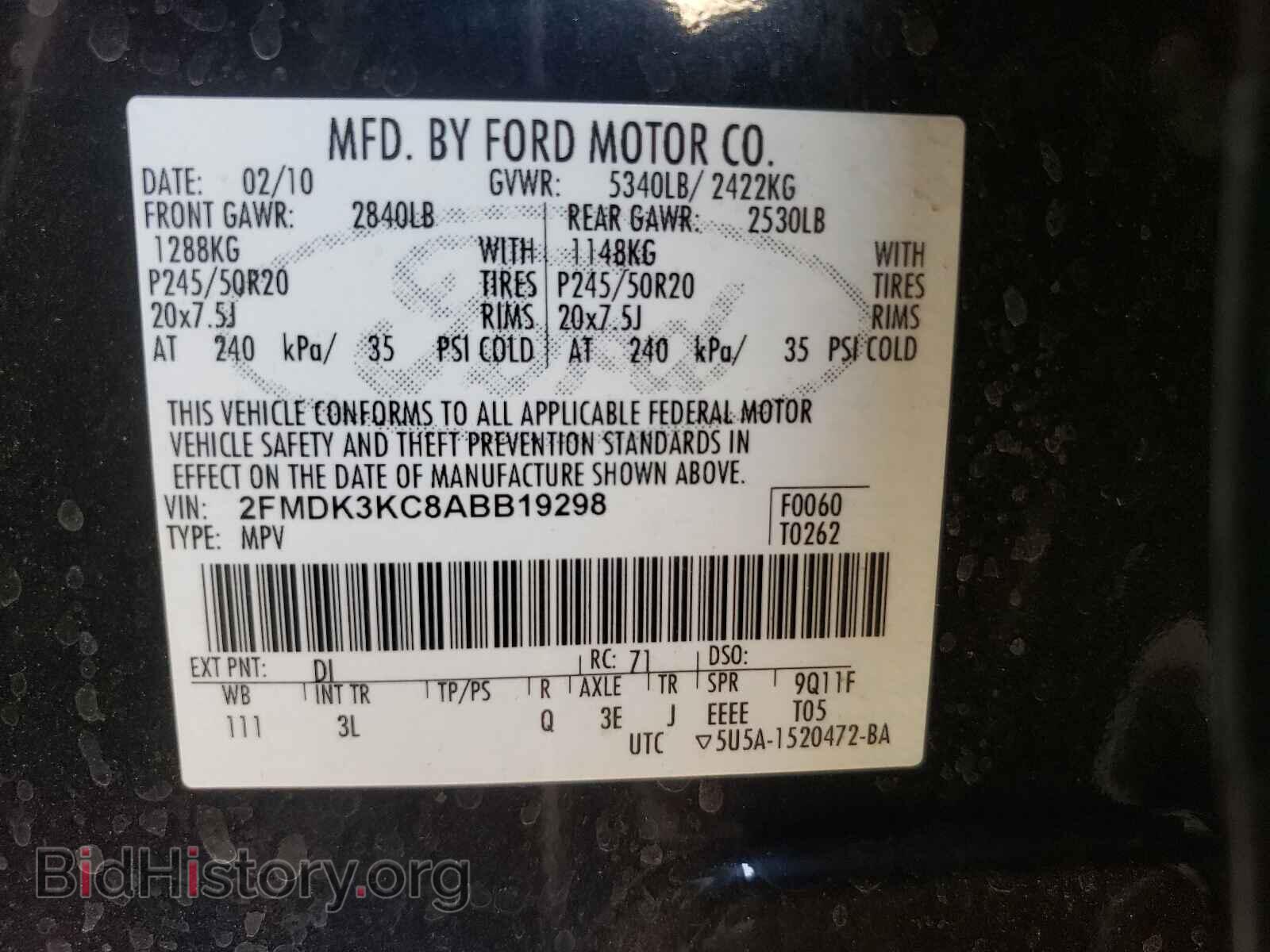 2010 FORD EDGE - VIN: 2FMDK3KC8ABB19298 - Фото 10