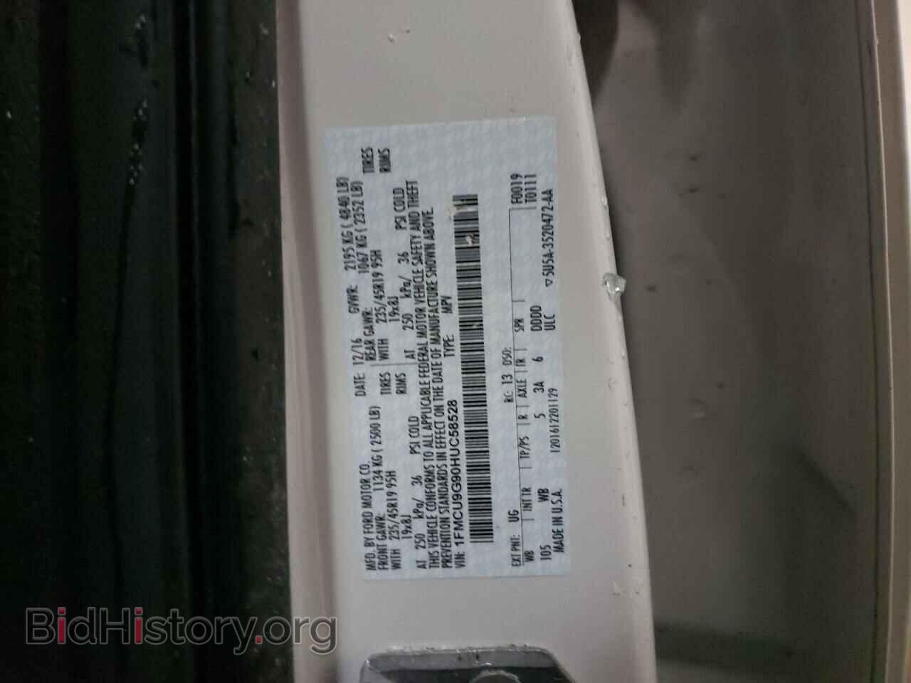 2017 FORD ESCAPE - VIN: 1FMCU9G90HUC58528 - Фото 10