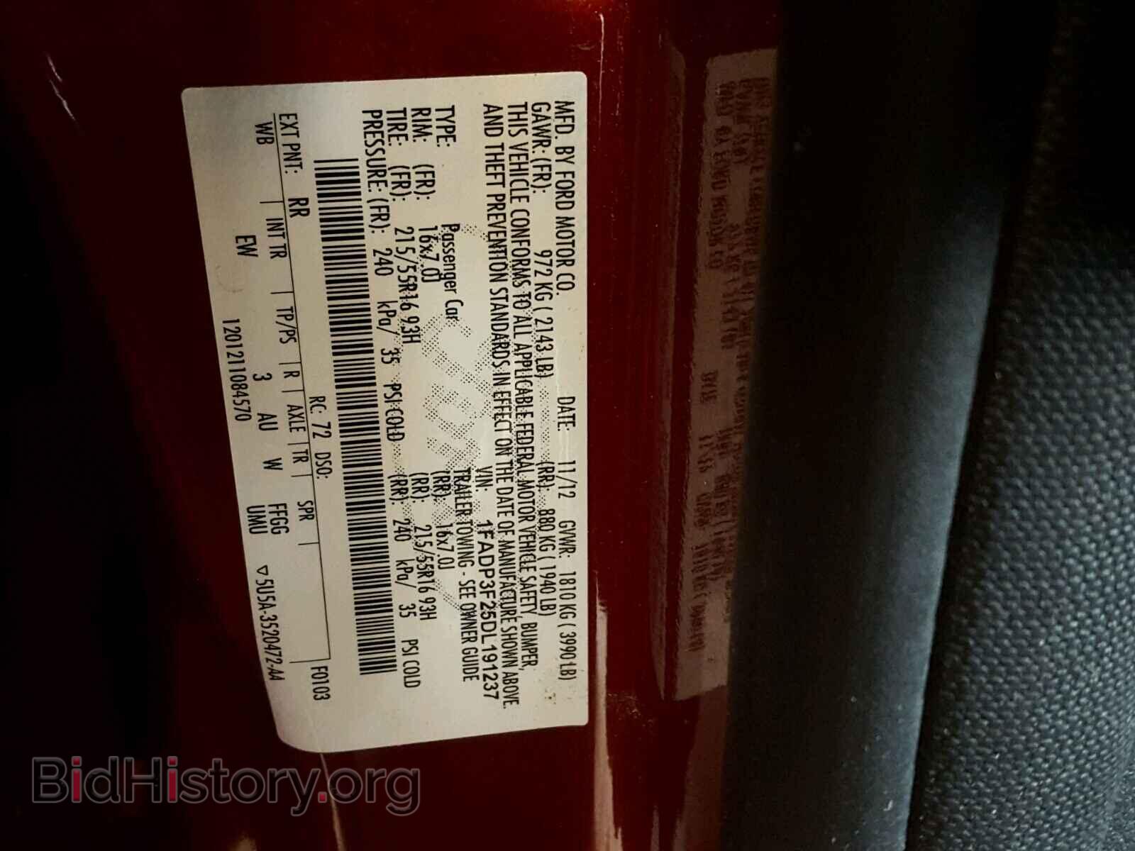 2013 FORD FOCUS - VIN: 1FADP3F25DL191237 - Фото 10